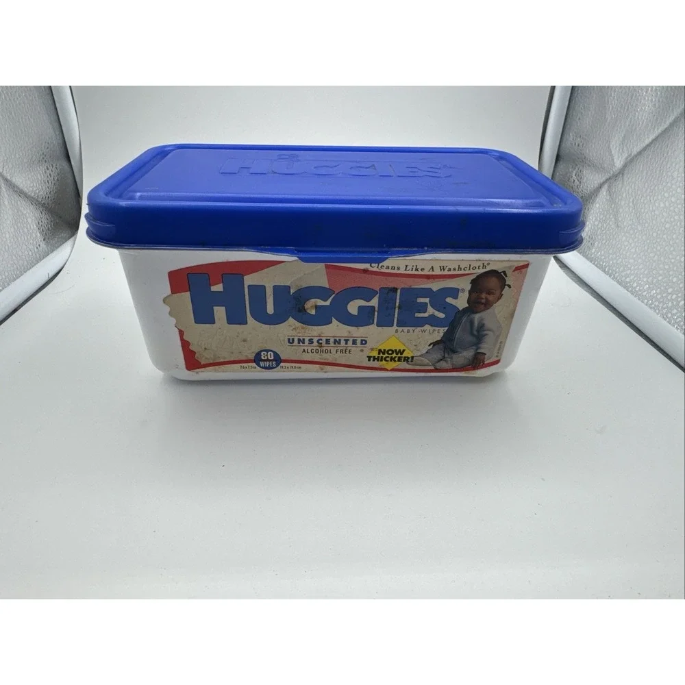 Vintage 1996 Huggies Unscented EMPTY Baby Wipes Container